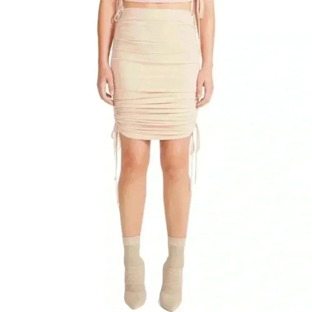 NWT BB Dakota Cinch by Cinch Women's Ribbed Knit Ruched Knee Length Pencil Skirt